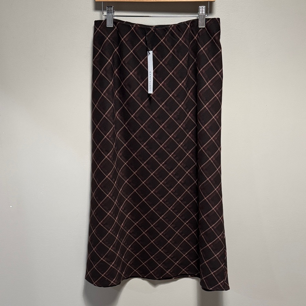 Elegant Brown Checkered Skirt